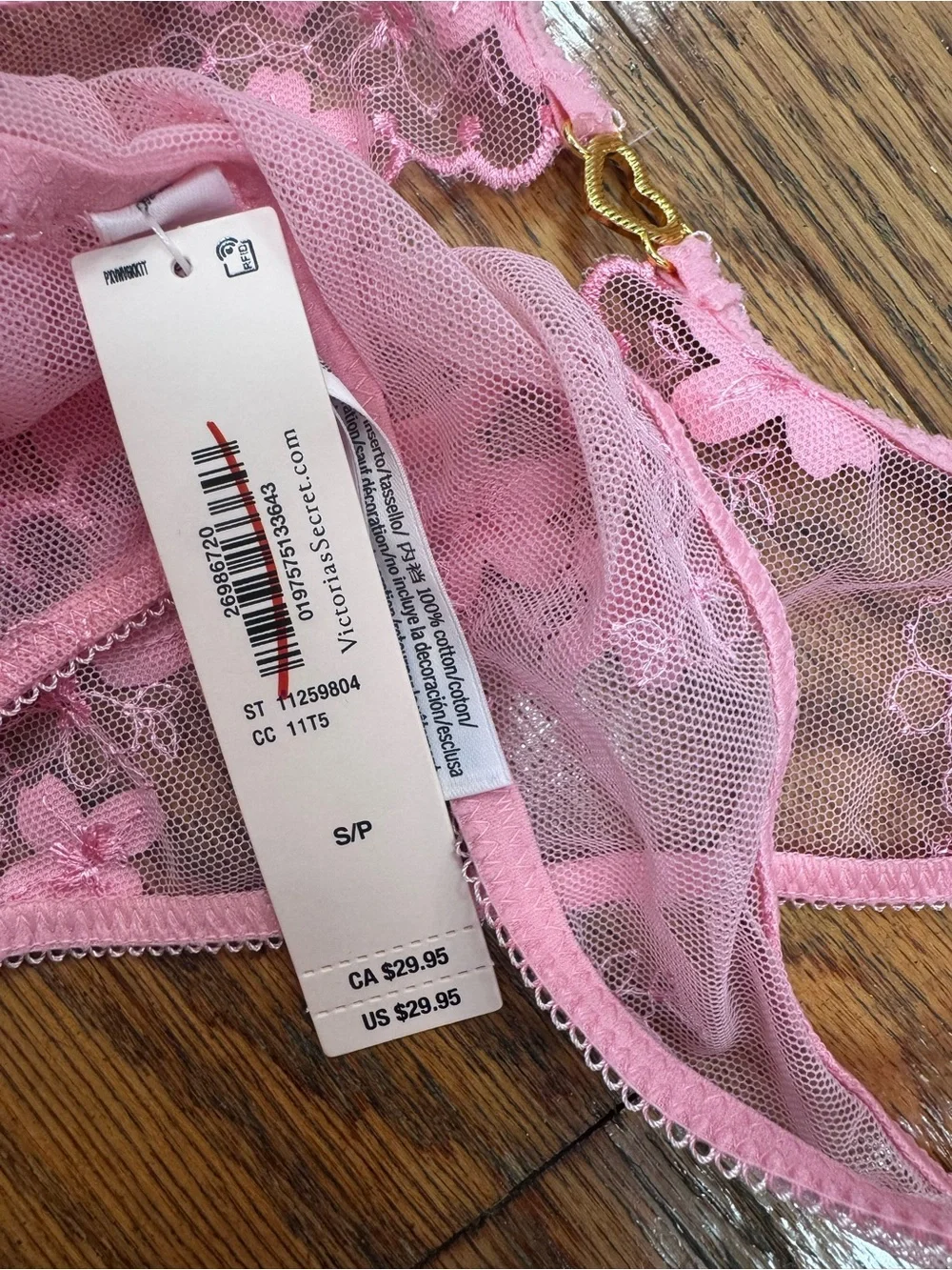 Victoria's Secret Pink Floral Lace Bra and Thong Set
